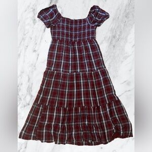 American Eagle Lined Midi Plaid Dress